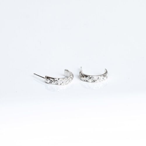 Handmade Quince Textured Sterling Silver Half Hoop Earrings