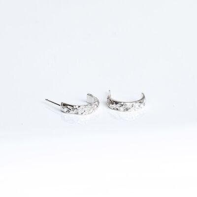 Handmade Quince Textured Sterling Silver Half Hoop Earrings