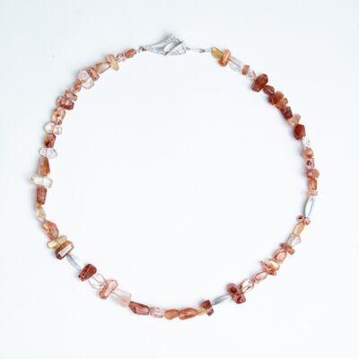 Red Hematoid Quartz Nugget Necklace with Silver