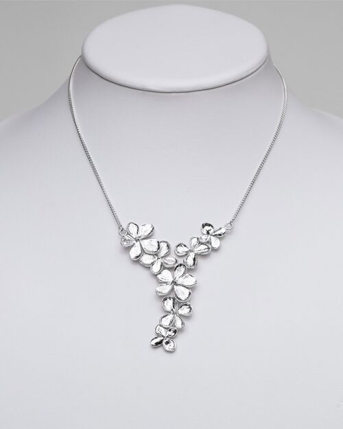 Sterling Silver Hydrangea Flower Large Handmade Pendant Necklace