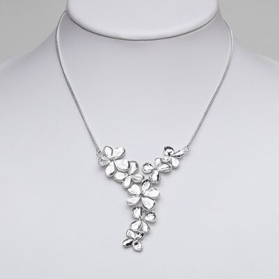 Sterling Silber Hydrangea Blume große handgefertigte Halskette mit Anhänger