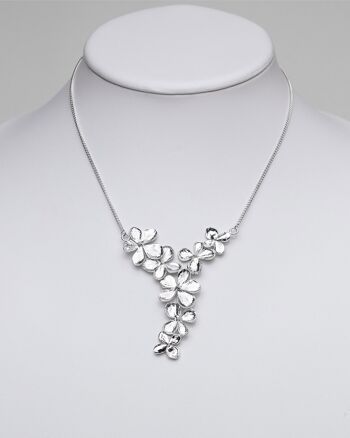 Grand collier pendentif fait main fleur d'hortensia en argent sterling 1