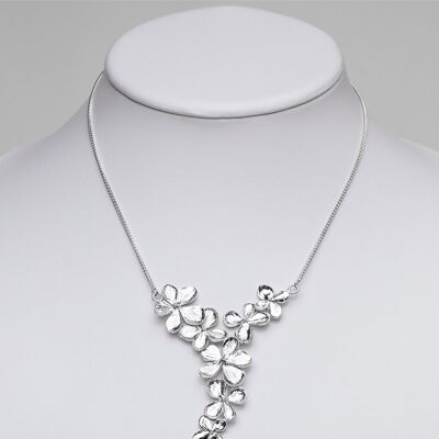 Sterling Silber Hydrangea Blume große handgefertigte Halskette mit Anhänger
