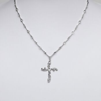 Collier pendentif en argent sterling crucifix de coing fait à la main avec chaîne faite à la main 1