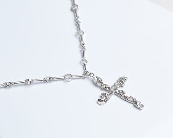 Collier pendentif en argent sterling crucifix de coing fait à la main avec chaîne faite à la main 4