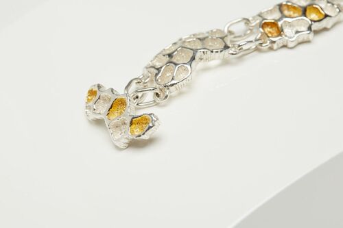 Handmade Sterling Silver & Gold Coral Bracelet