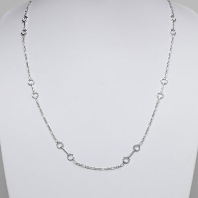 Handmade Sterling Silver Snaffle Bit & Figaro Chain Necklace