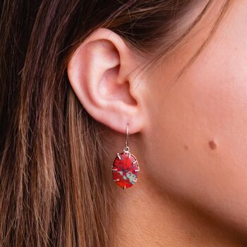 Boucles d'oreilles pendantes faites à la main Sonora Sunset Chrysocolla Gemstone 2