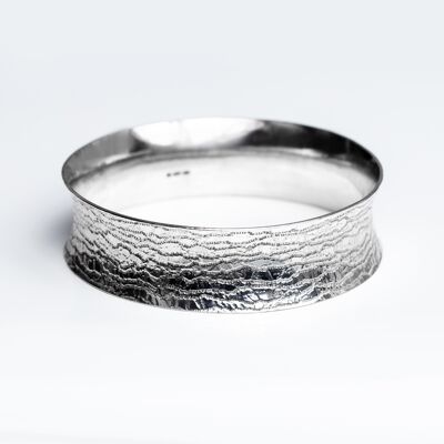 Wide Sterling Silver Bangle Textured with Lace