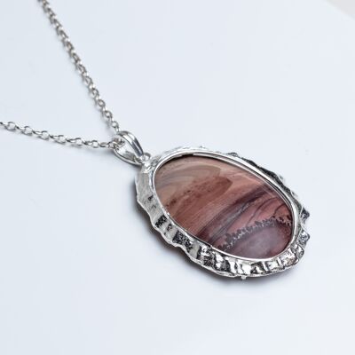 Hand made Mibres Picture Jasper & Sterling Silver Pendant Necklace