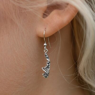 Boucles d'oreilles pendantes coing texturées en argent sterling