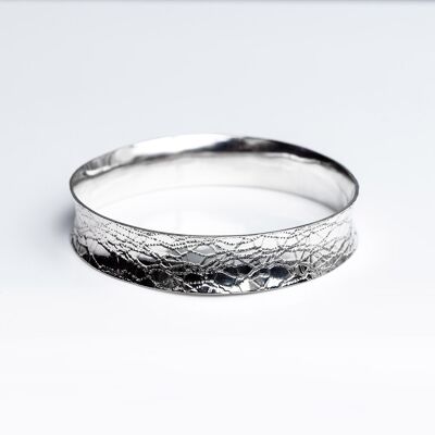 Sterling Silver Lace Textured Bangle