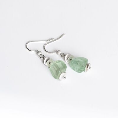 Sterling Silver Green Fluorite Drop Dangle Earrings