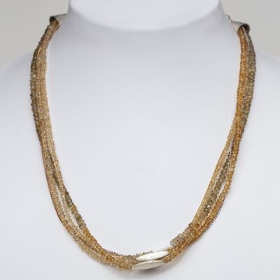 Faceted Citrine & Square Rutile Quartz Necklace set with Silver