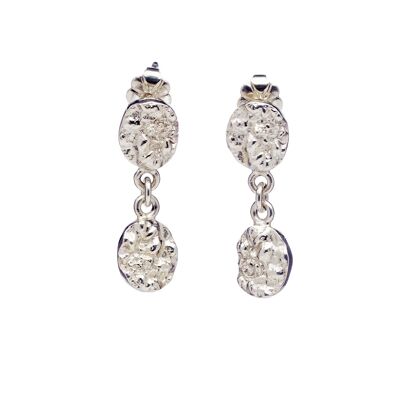 Boucles d'oreilles pendantes à 2 gouttes en argent sterling et chêne américain