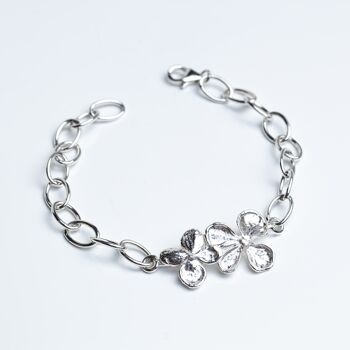 Bracelet à breloques fait main en argent sterling avec fleur d'hortensia 2