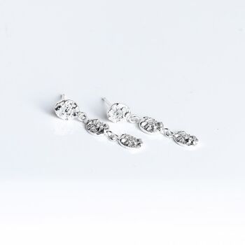 Boucles d'oreilles pendantes à 3 gouttes en argent sterling et chêne américain 1