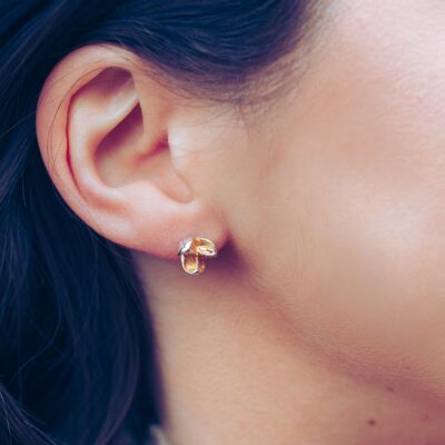 Handgefertigte Allium-Blumen-Ohrringe aus Sterlingsilber mit Gold