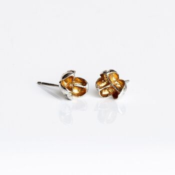 Boucles d'oreilles fleur d'Allium faites à la main en argent sterling avec or 3