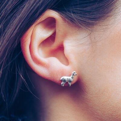 Alpaca Sterling Silver Stud Handmade Earrings