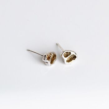 Boucles d'oreilles corail en argent sterling faites à la main avec de l'or 3