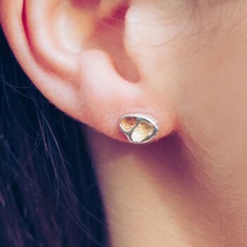 Boucles d'oreilles corail en argent sterling faites à la main avec de l'or 4