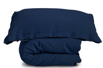 Linge de lit chanvre bleu nuit - 135x200cm 40x80cm 2