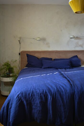 Linge de lit chanvre bleu nuit - 135x200cm 80x80cm 1