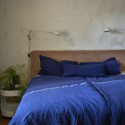 Ropa de cama de cáñamo azul medianoche - 135x200cm 80x80cm