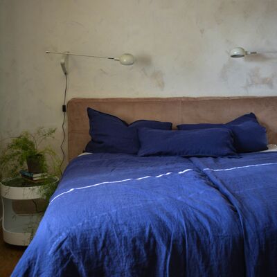 Linge de lit chanvre bleu nuit - 200x220cm 40x80cm