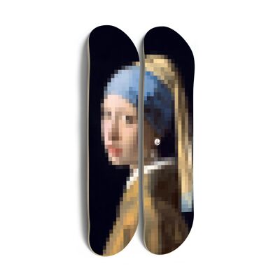 Skateboards for wall decoration: Diptych “Girl with a Pearl Earring”