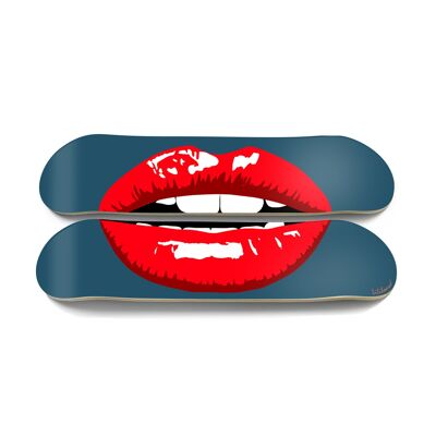 Skateboards for wall decoration: Diptych “Blue Lips”