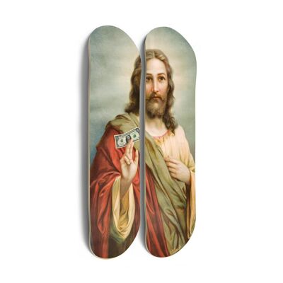 Skateboard per la decorazione murale: Dittico "Jesus's $"