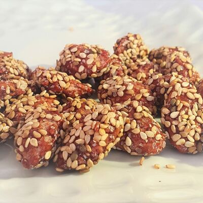 Caramelized almonds with sesame seeds - bulk - organic