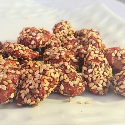 Caramelized almonds with sesame seeds - bulk - organic
