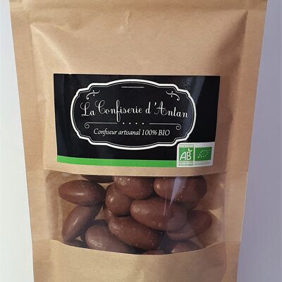 Amandes enrobées chocolats - chocolat lait - sachet kraft - bio