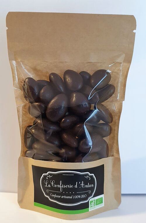 Amandes enrobées chocolats  - chocolat noir - sachet kraft 180 gr - bio