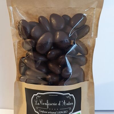 Almendras recubiertas de chocolate - chocolate negro - bolsa kraft 180 gr - orgánico