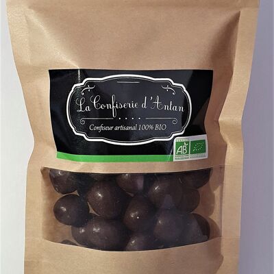 Nocciole ricoperte di cioccolato fondente - sacchetto kraft 160 gr - biologico