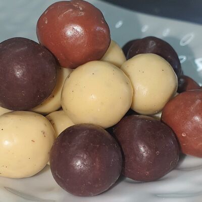 Hazelnuts coated with assorted chocolates - bulk - organic