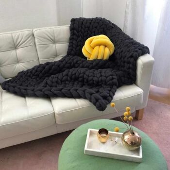 Couverture en laine Cosima Chunky Knit small 80x130cm, anthracite 5