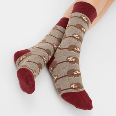 Chaussettes Paresseuses Bio - Chaussettes colorées avec un motif paresseux, paresseux