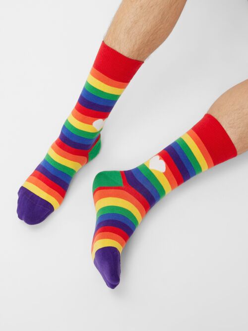 Bio-Socken Regenbogen mit Herz - Bunte Socken Rainbow