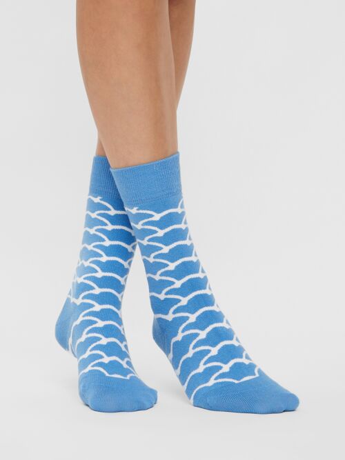 Bio-Socken mit Wolken - Himmelblaue Socken mit Wolken-Muster, Walking in the clouds