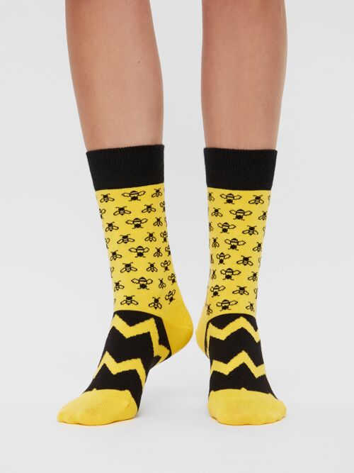 Bio-Socken mit Bienen - Gelbe Socken mit Bienenmuster