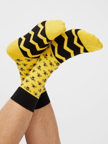 Chaussettes bio avec abeilles - Chaussettes jaunes à motif abeille 2