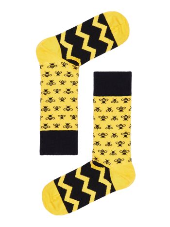 Chaussettes bio avec abeilles - Chaussettes jaunes à motif abeille 3