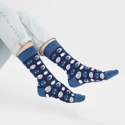 Organic socks with lunar calendar - socks with design by Lisa Junius "Moon Calendar"