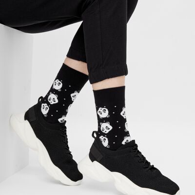Organic Panda Socks - Black socks with a panda pattern