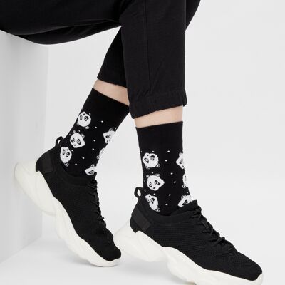 Bio-Socken mit Pandas - Schwarze Socken mit Panda-Muster